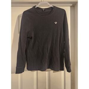 True Religion Mens Henley Shirt Long Sleeve Black XXL